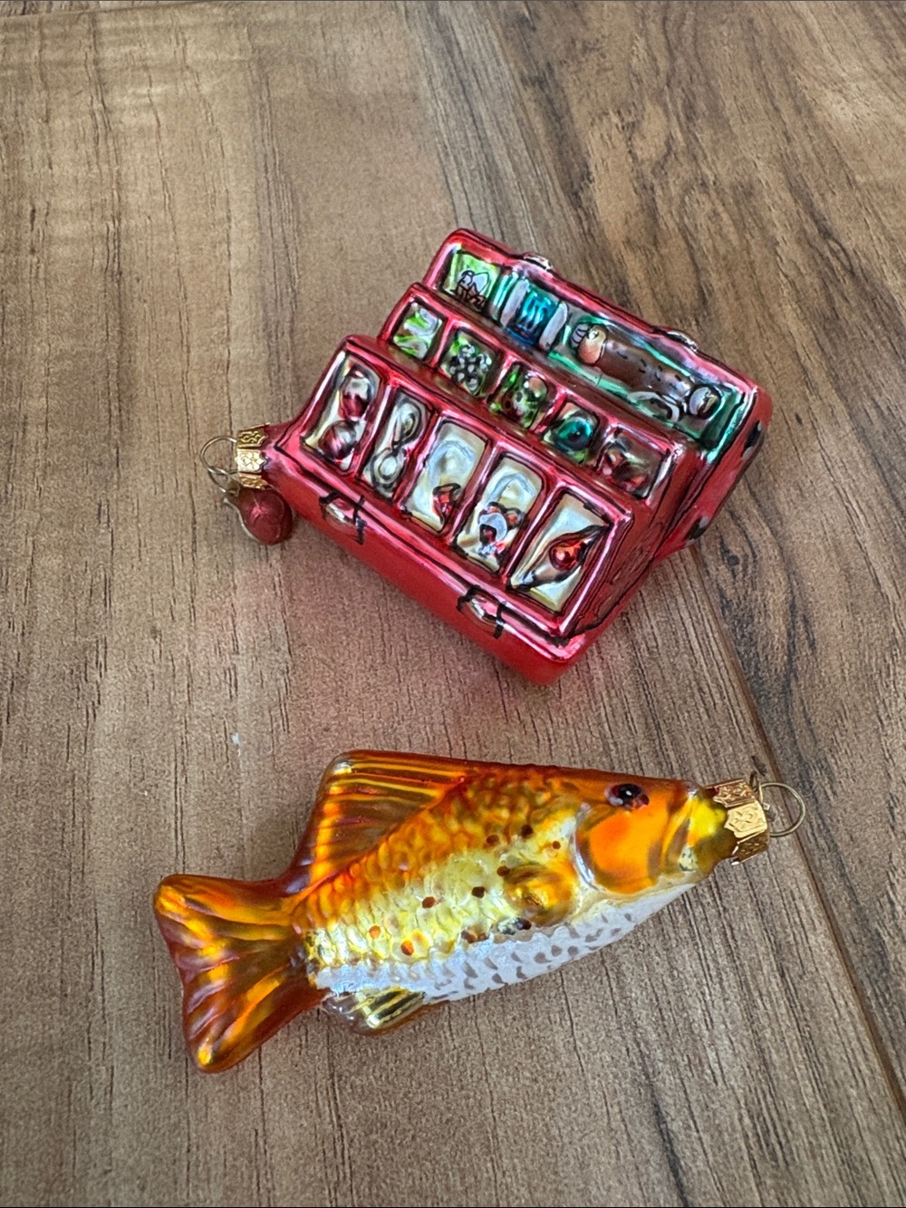 Department 56 Blown Glass Christmas Tree fishing Ornament Set of 2